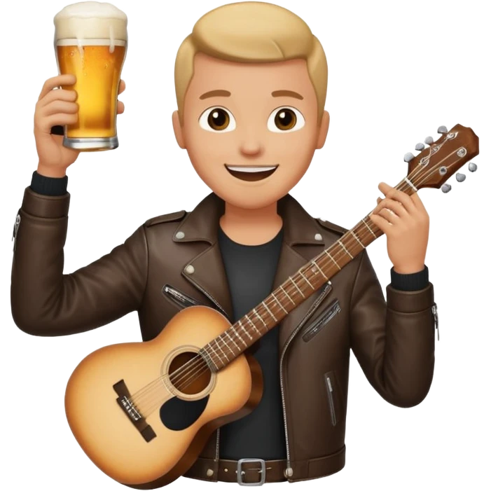 We're creating a quiz for a New Year's Eve team. The idea is that people have to guess which emoji belongs to which person from three emojis. Now it's up to you to make one whole emoji from the following  emojis.  🏍🎸🍻👦 emoji