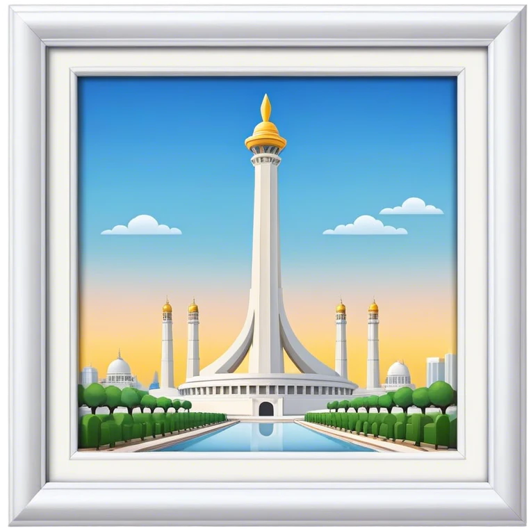 Cinematic Realistic Monas Landmark Emoji, depicted as the iconic National Monument rendered with crisp architectural detail and dynamic, urban lighting. emoji
