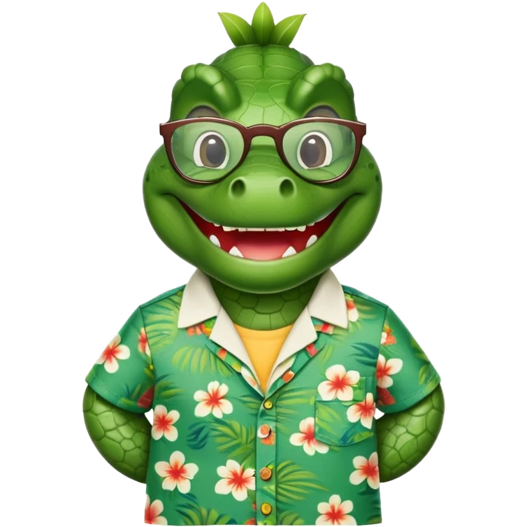 Крокодил в очках и гавайской рубашке emoji