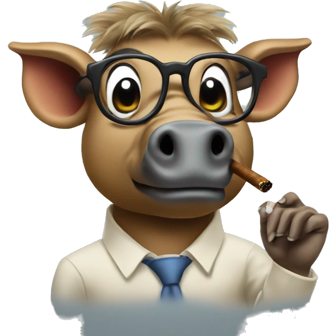 A warthog smoking a cigar with glasses emoji