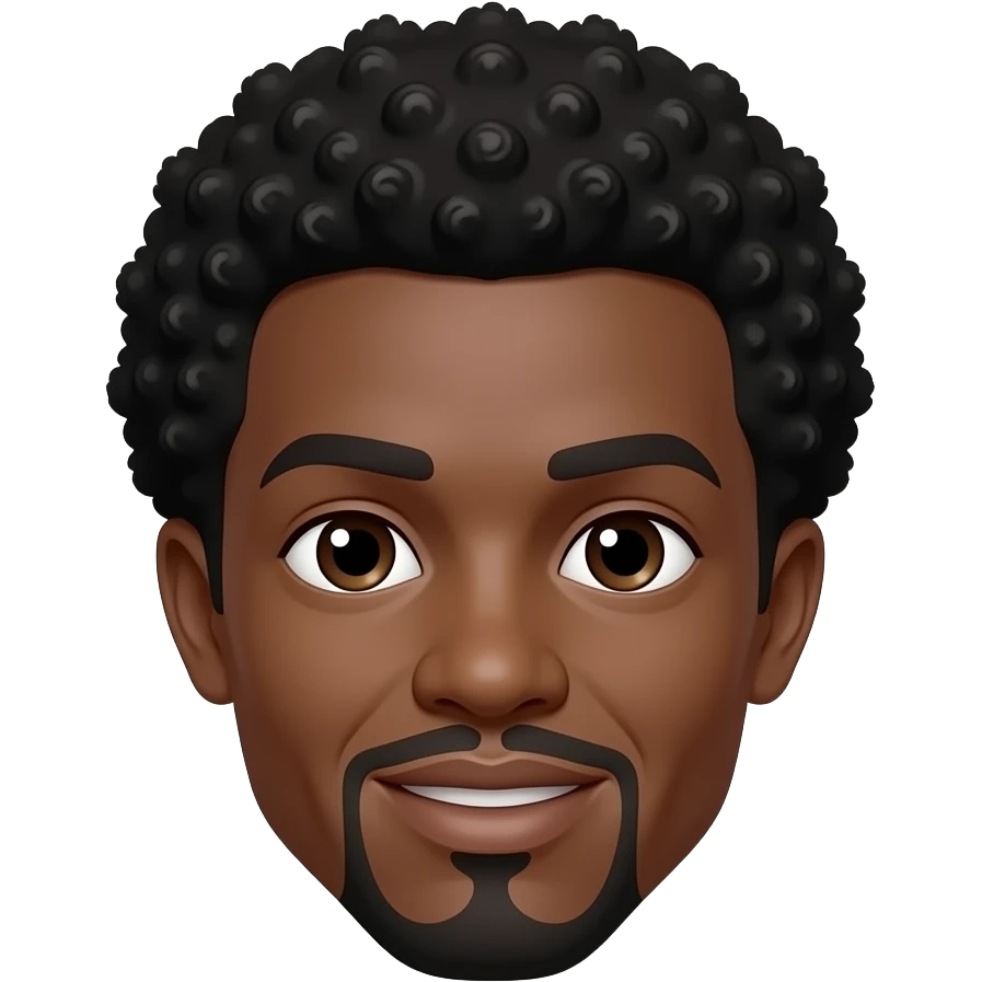 haz mas realista este rostro, persona afro, pero sin nada de barba, ni radurado emoji