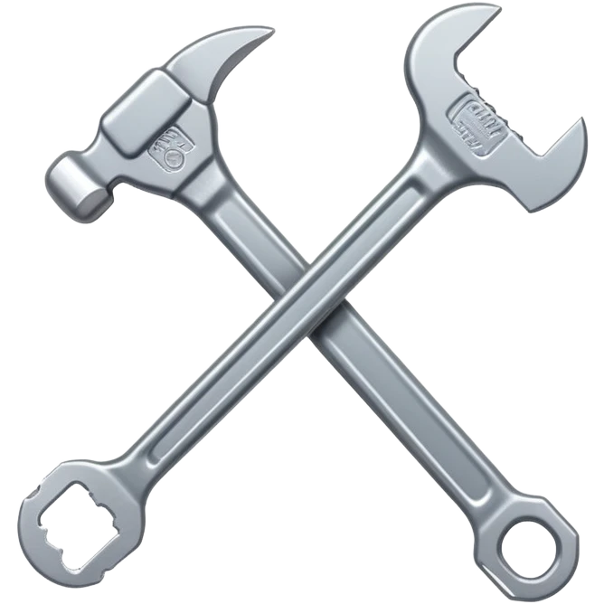 A flat-style illustration of a single wrench with a clean, modern look, symbolizing trade school. Cartoon style, minimal, white background, iOS emoji aesthetic. emoji