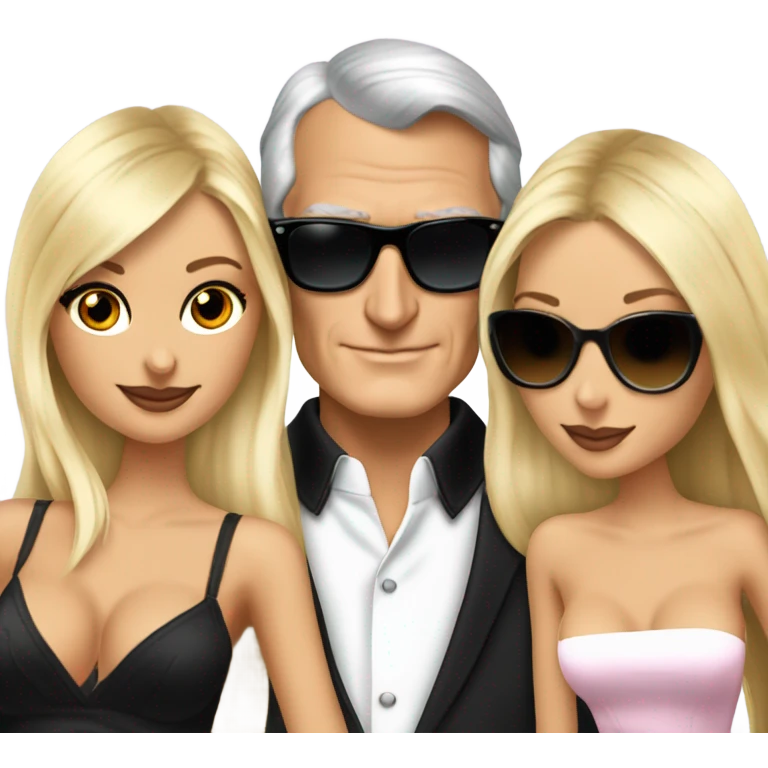 Young Hugh Hefner sunglasses with 3 beautiful blondes emoji