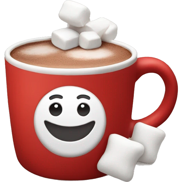Hot chocolate in a red mug with marshmallows  emoji