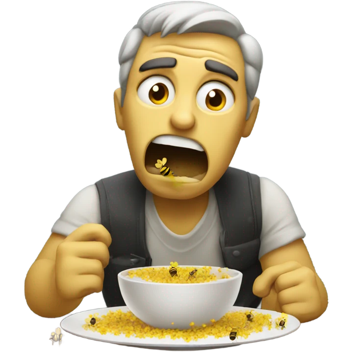 Angry man eating a bowl of bees emoji
