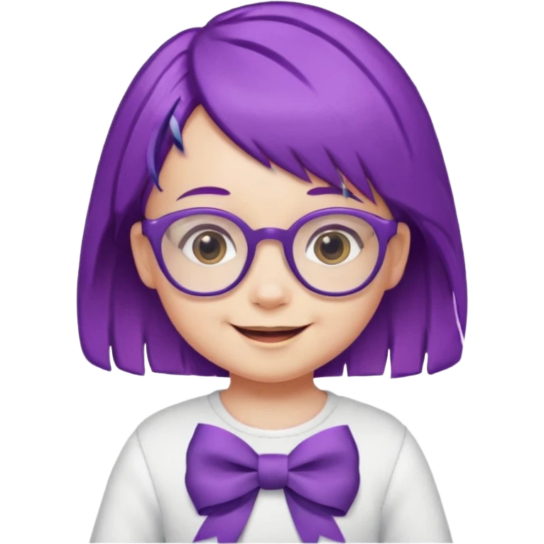 purple haired little baby with glassess and ribbon on hair  emoji
