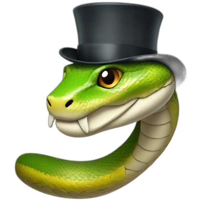 Snake wearing top hat emoji