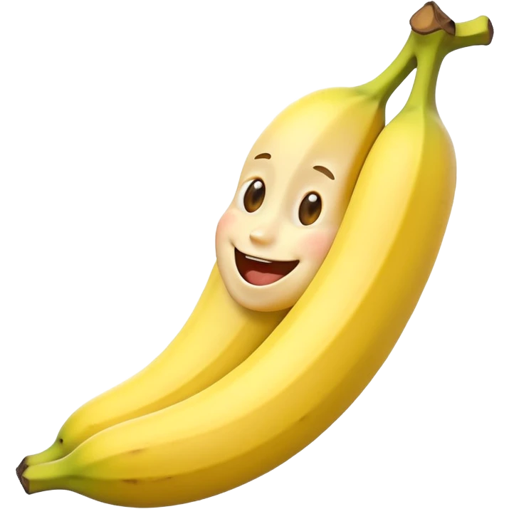 banana with a joyful face emoji