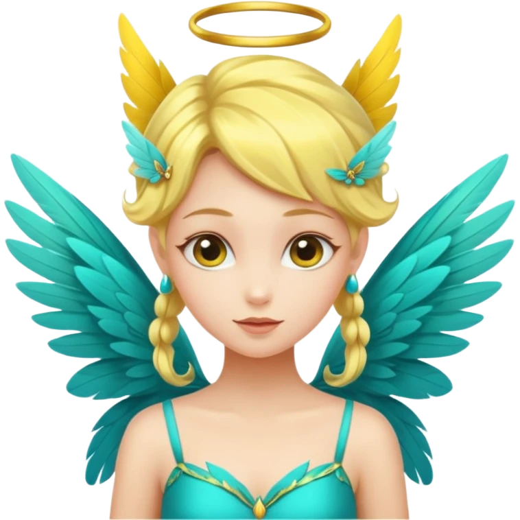 Yellow fairy in a turquoise dress emoji
