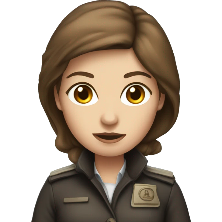 Blue eyed female spy brown hair emoji
