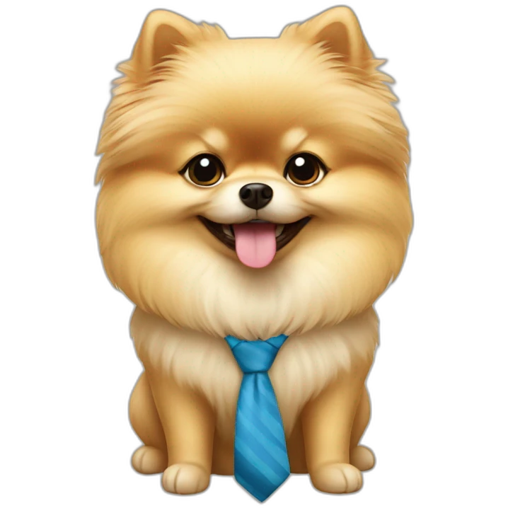 cream pomeranian wearing a tie emoji