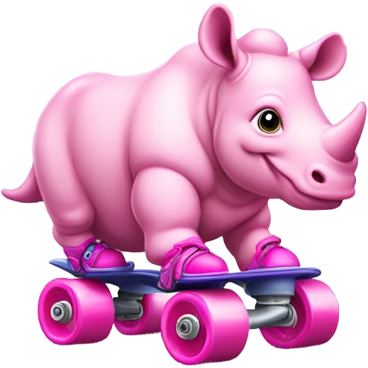 pink Rinoceros with rollerskate emoji