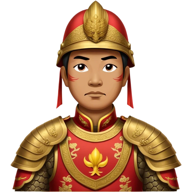 Trần Hưng Đạo – Cinematic Realistic Portrait of Trần Hưng Đạo, depicted as a revered Vietnamese general in traditional armor with a determined gaze, rendered with intricate historical textures and dynamic lighting that highlights his legendary martial spirit and leadership. emoji