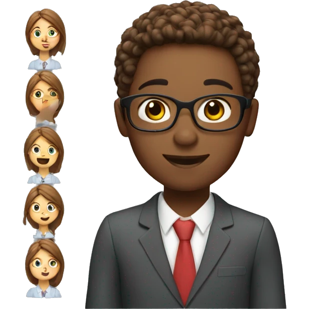 young teacher with chestnuthair teaching pupils  emoji