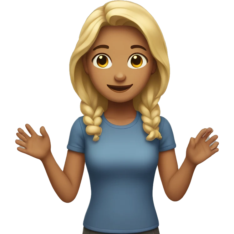 a girl who, moved, stretches her hands forward emoji