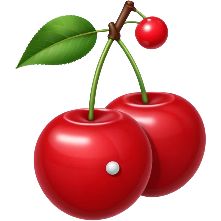 cherries, a bow wrapped around the stem. one of the two cherries had an eight ball design and one has a club on it  emoji