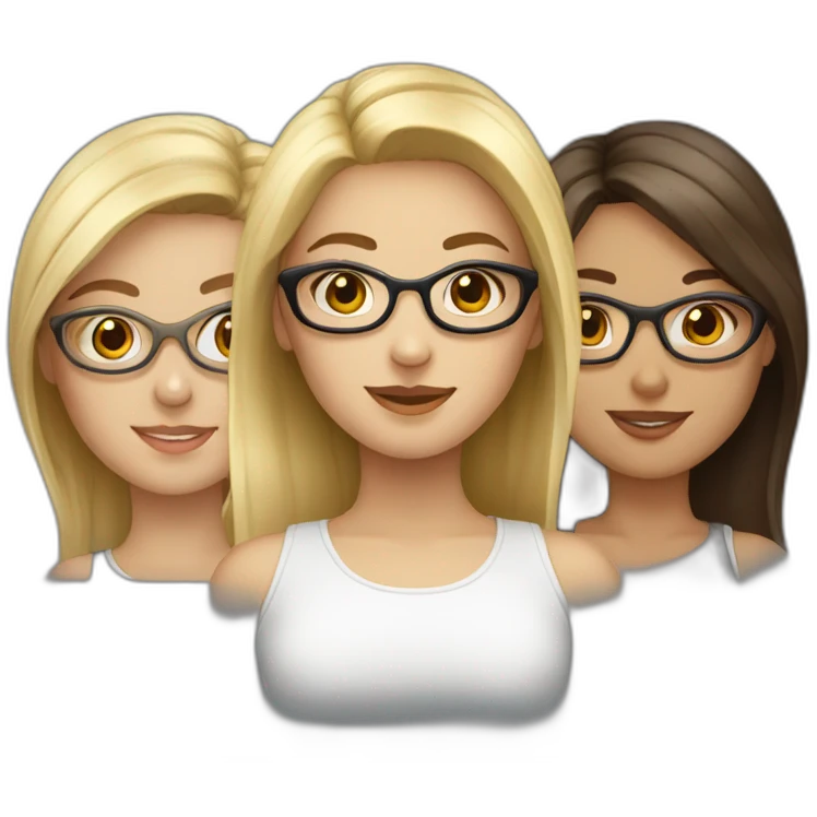 group of 6 girls composed of 3 blonde girls and 3 brunette girls including one with glasses emoji