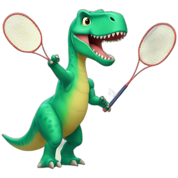 dinosaur playing badminton emoji