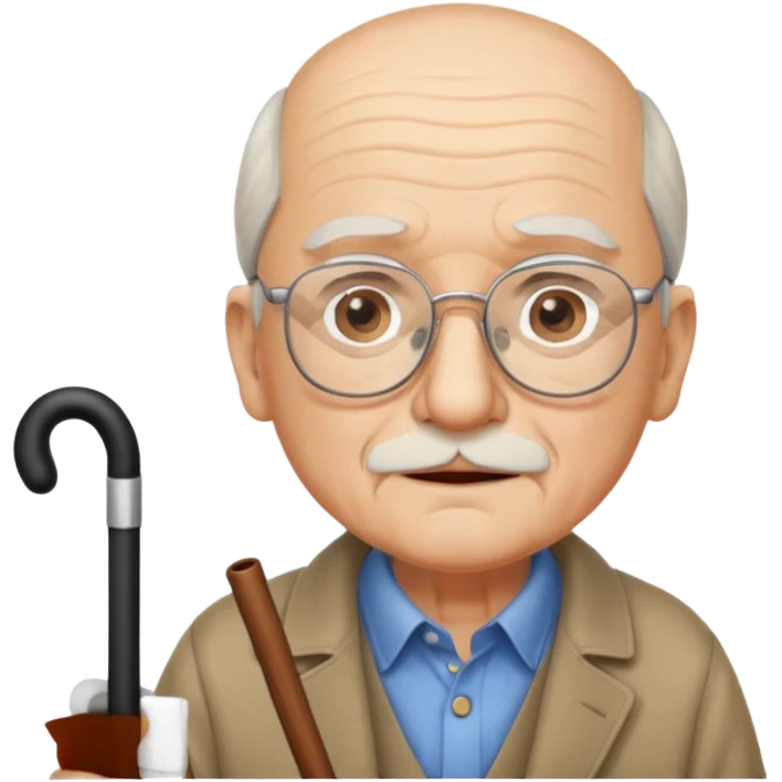 Vieux monsieur avec des lunettes et une canne emoji