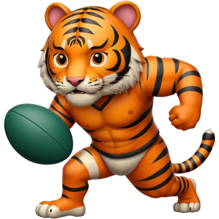 A tiger playing rugby emoji