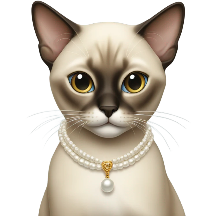 Siamese cat with pearl necklace  emoji