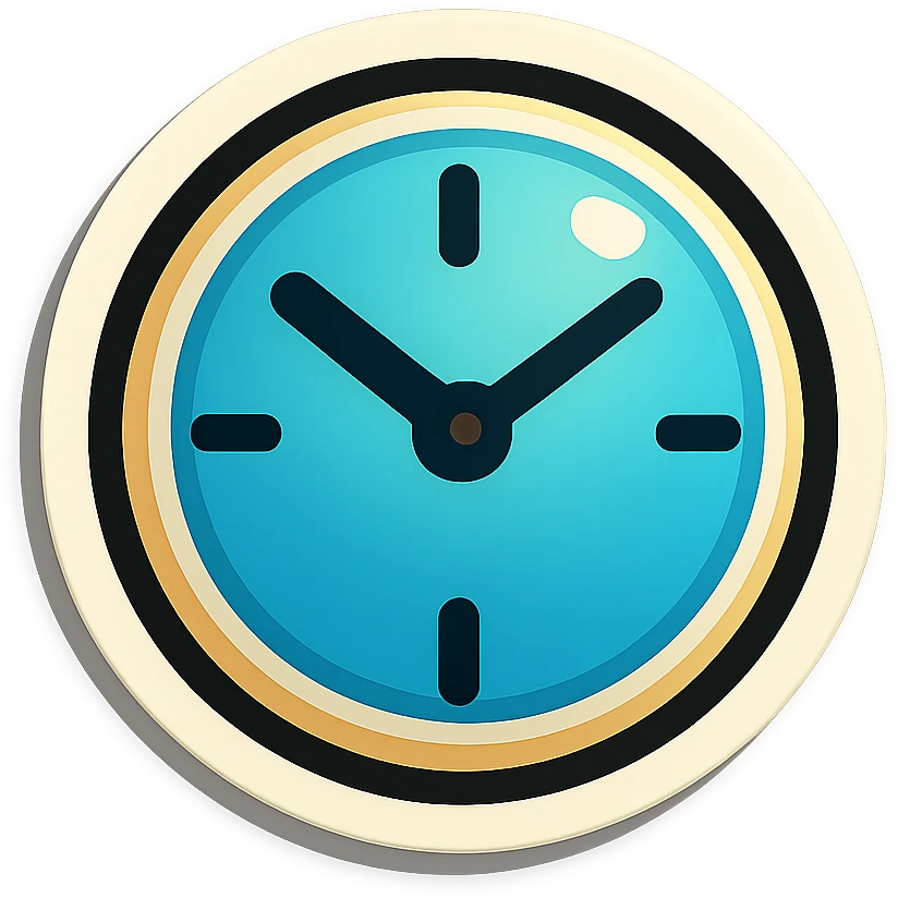 cartoon style sticker of a single clock symbol, simple and clear, no text emoji
