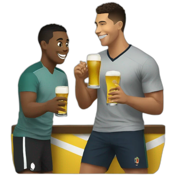 Mbape drinking a beer with ronaldo emoji