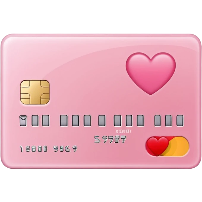 Pastel Pink credit card with heart on right corner emoji