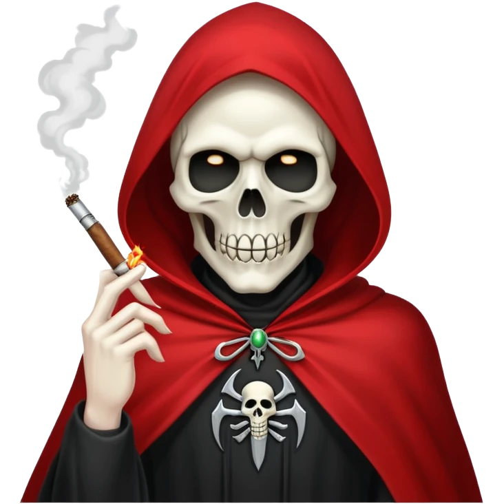 grim reaper face in red cape smoking weed emoji