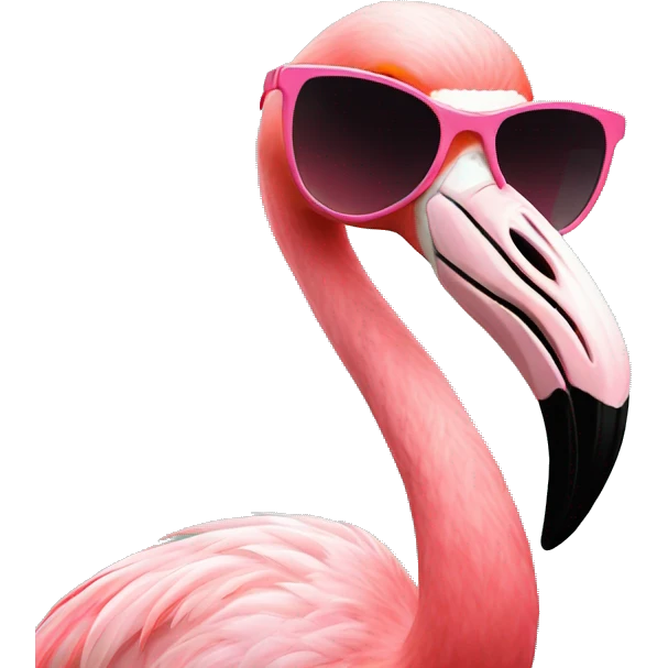 Flamingo with heart sunglasses  emoji