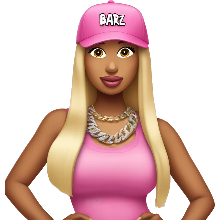 nicki minaj wearing a pink cap saying barbz emoji