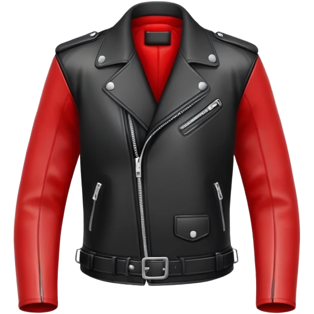 black leather jacket with red arms and shoulders emoji