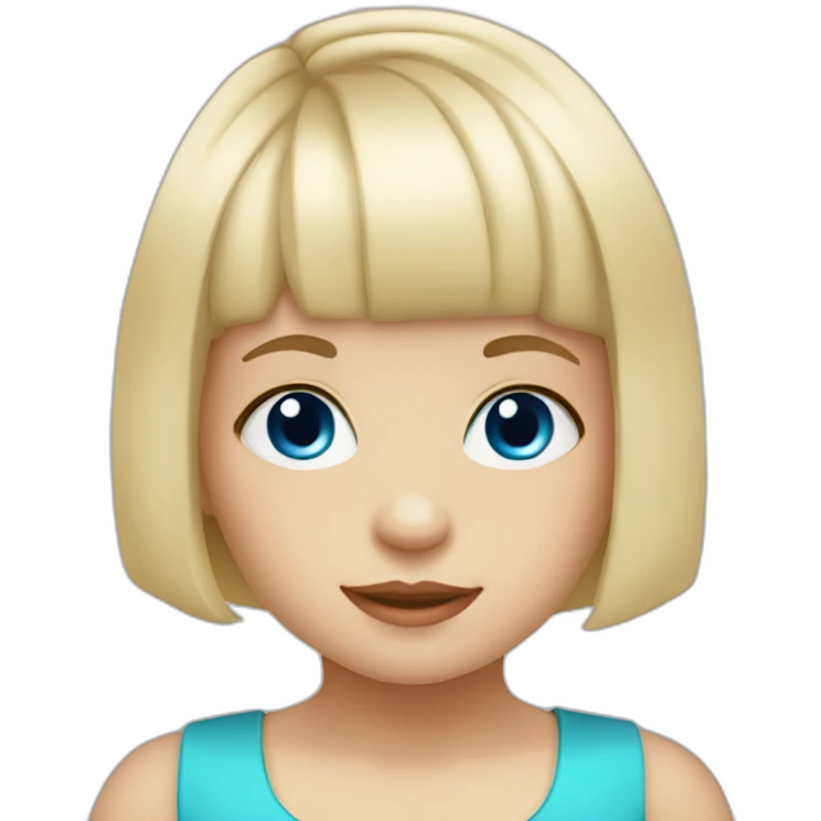 Blue eyed Toddler white blonde girl with a bob cut and bangs emoji