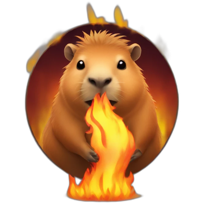 Capybara with fire behind it emoji