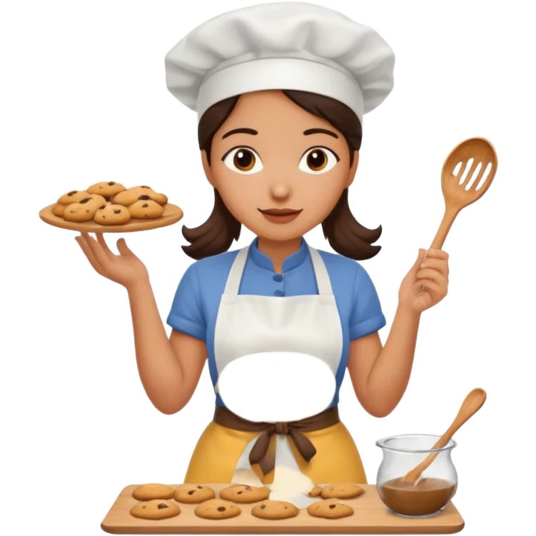 cocinera mujer haciendo cookies emoji