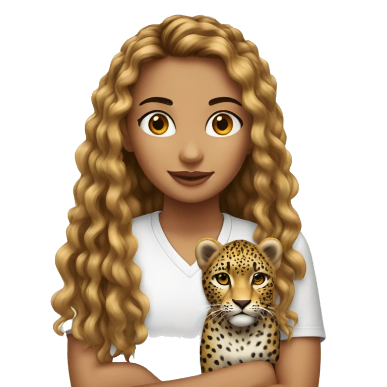 Ragazza capelli castani e leopardo emoji