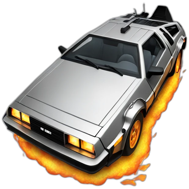 Delorean with fire emoji