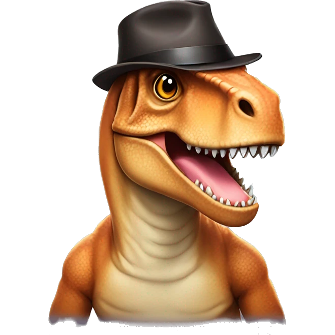 T-rex with a cute hat emoji