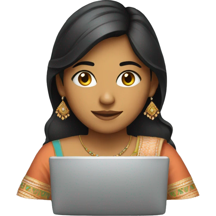 pretty indian girl coding at a computer emoji