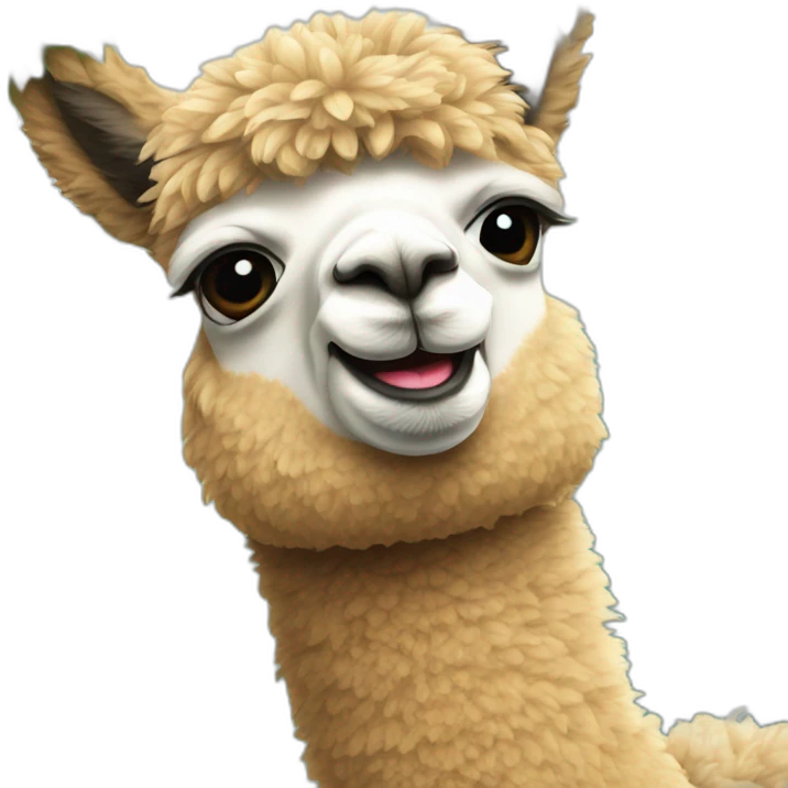 Alpaca hanging upside down from a tree emoji