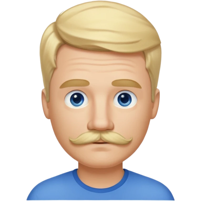 normal emoji 👨🏼 white guy with blond hair, mustache, and blue eyes. No shoulders or neck. Just head. Hair a little mussed and stylish emoji