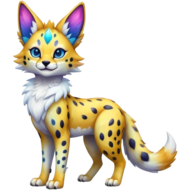 Cute Kawaii Epic Colorful Nebula Sergal-Serval-Vernid full body emoji