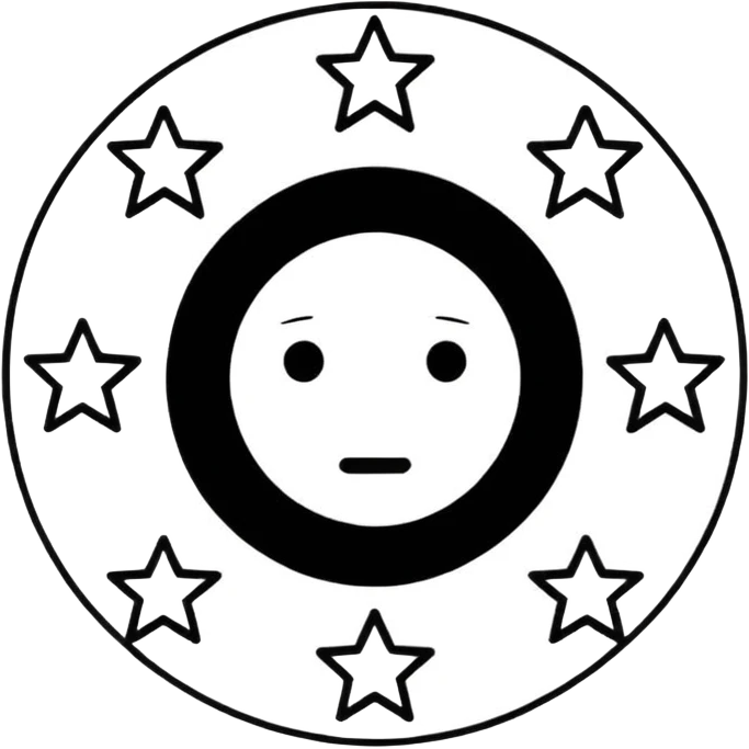 Can u make a emoji with 15 stars in a circle no face no nothin just lines and nothing in the middle and the stars have nothing it in too just lines black and white emoji
