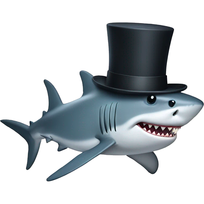 Shark with a top hat emoji