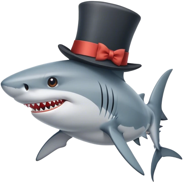Shark with a top hat emoji