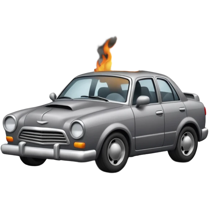 crashed car with smoke emoji