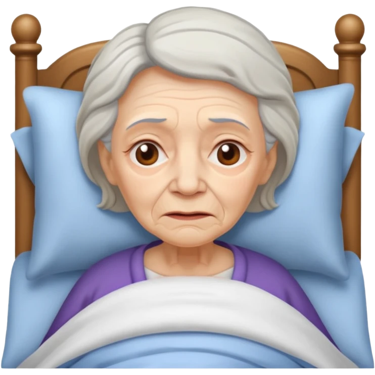 very sick old woman with fever emoji