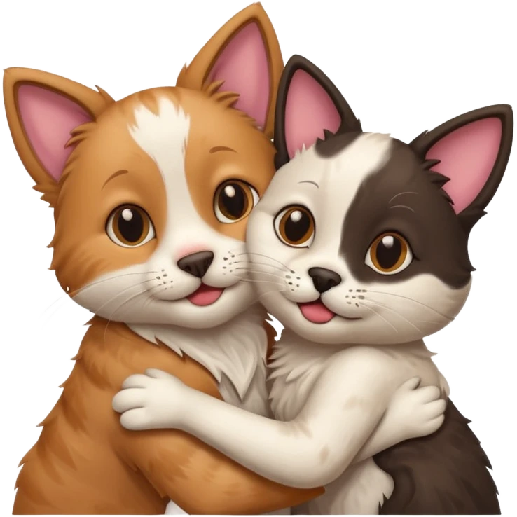 cat and dog hug emoji