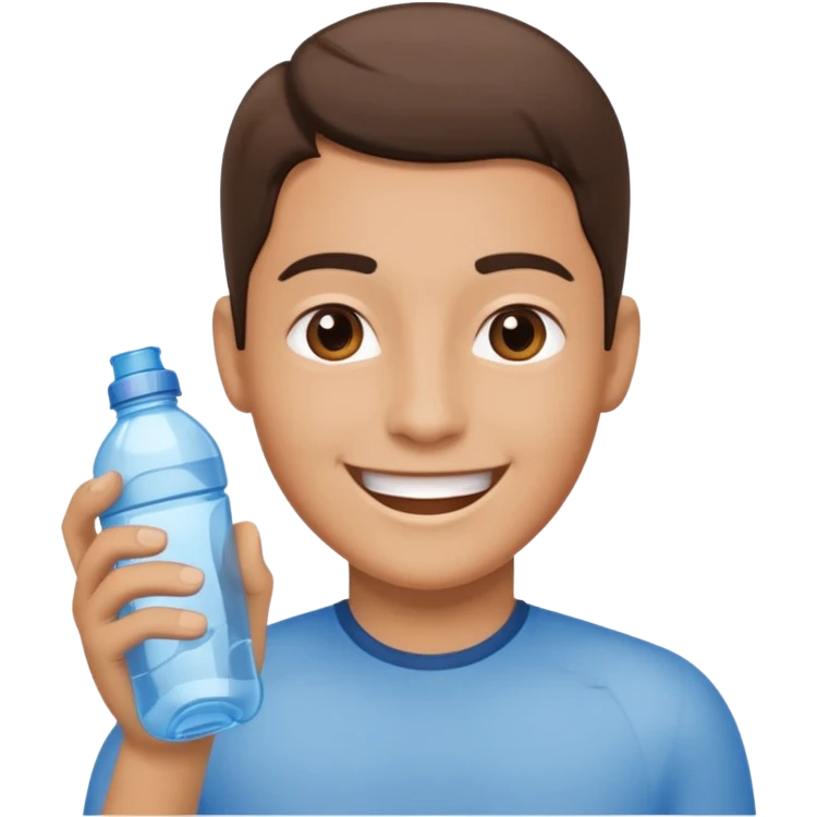 smiling with a plastic water bottle emoji