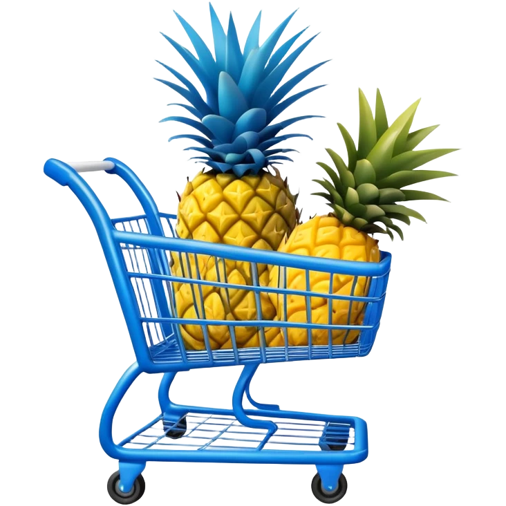 blue shopping cart with pineapples emoji